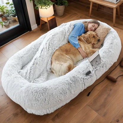 Human Dog Bed Washable Faux Fur 71''x45''x14''