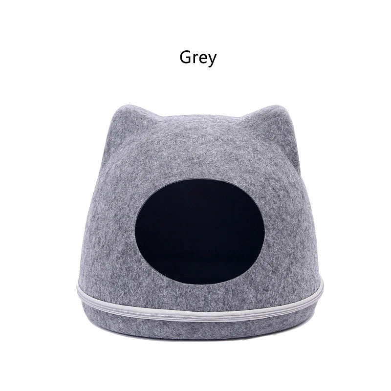 Felt Cat Tunnel Bed with Zipper Design