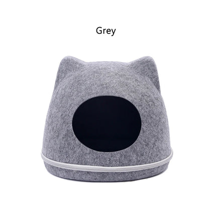 Felt Cat Tunnel Bed with Zipper Design