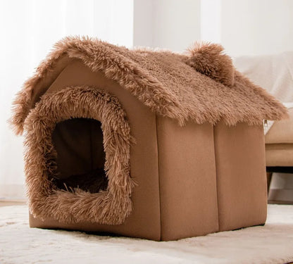 Foldable Indoor Plush Cat House and Warm Dog Bed Tent