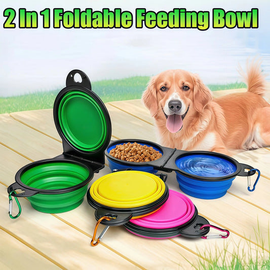 2-in-1 Collapsible Dog Travel Bowl