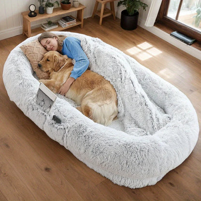 Human Dog Bed Washable Faux Fur 71''x45''x14''
