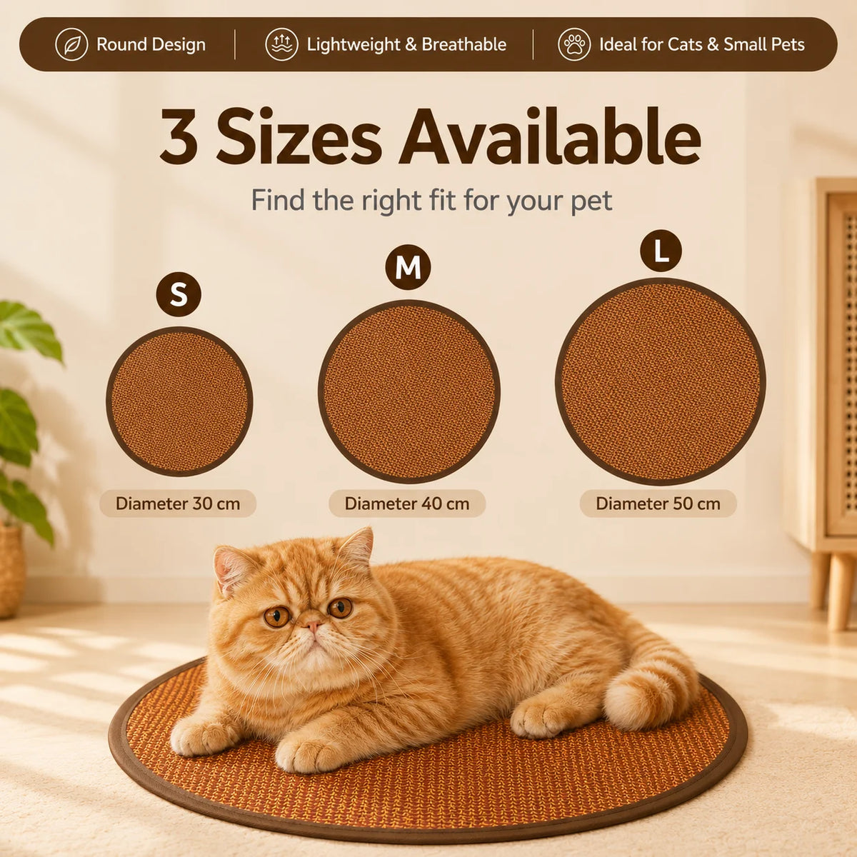 Dog Cooling Mat for Small Dogs Round Woven Summer Pet Pad