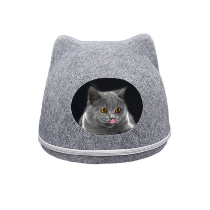 Felt Cat Tunnel Bed with Zipper Design
