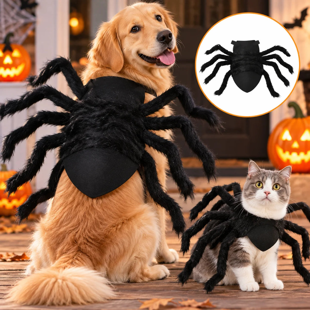 Furry Spider Halloween Costume for Cats & Dogs