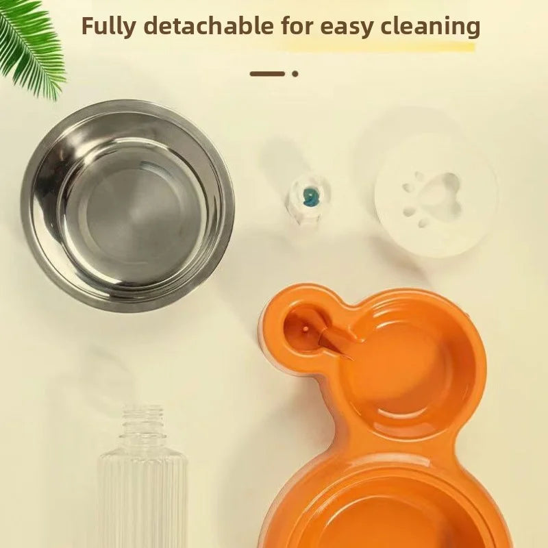 Gravity Water Dispenser with Pet Food Bowl