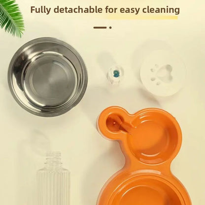 Gravity Water Dispenser with Pet Food Bowl