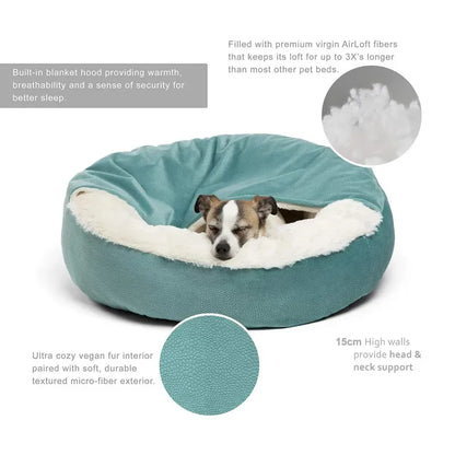 Warm Hooded Dog & Cat Bed with Blanket