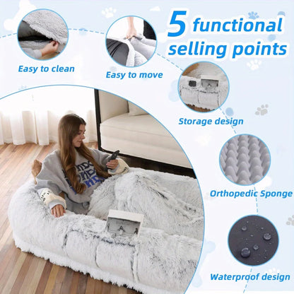 Human Dog Bed Washable Faux Fur 71''x45''x14''