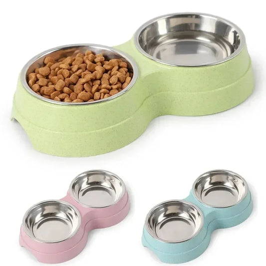 Double Pet Food & Water Bowls