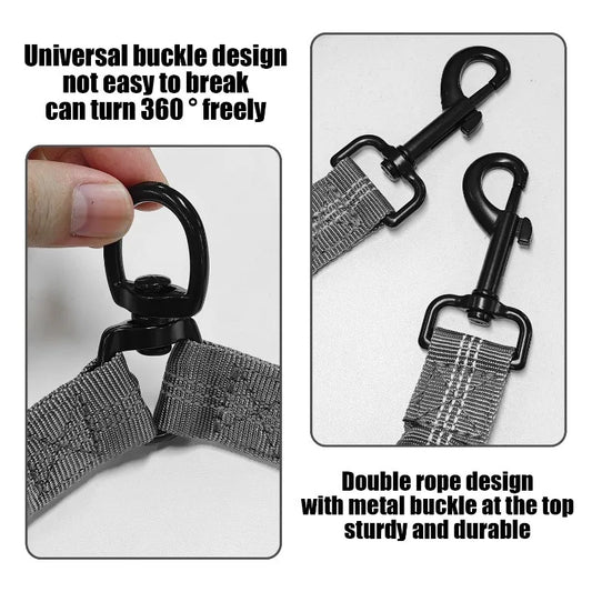 Double Dog Leash with Shock-Absorbing Elastic Rope
