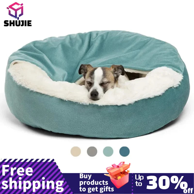Warm Hooded Dog & Cat Bed with Blanket