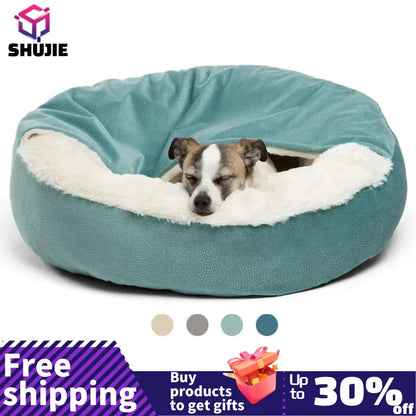 Warm Hooded Dog & Cat Bed with Blanket